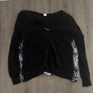 Black Women's Sweater with Patterned Detail